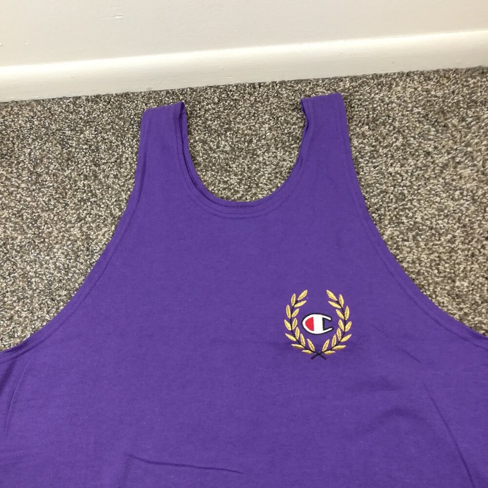 NWT Vintage 80s Champion Tank Top Shirt Embroidered Purple Mens XL USA Made